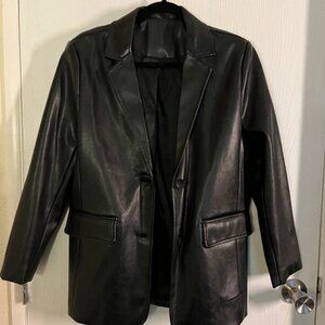 Oversized Faux Leather Blazer